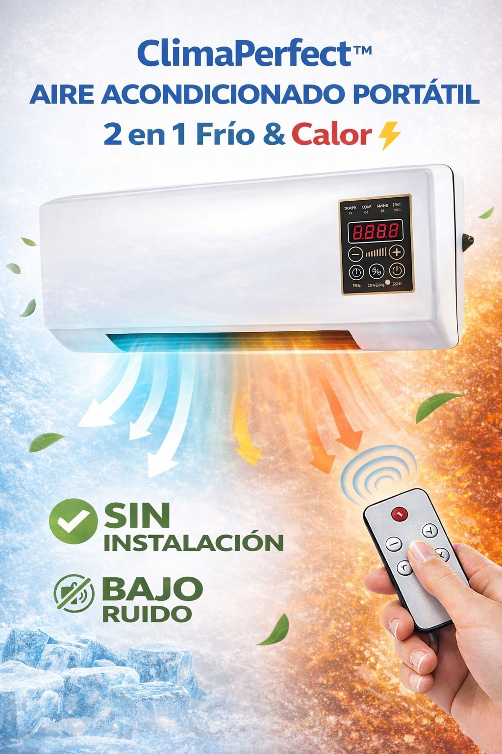 ClimaPerfect™ Aire Acondicionado Portátil 2 en 1 Frío & Calor ⚡(No Requiere Instalación)
